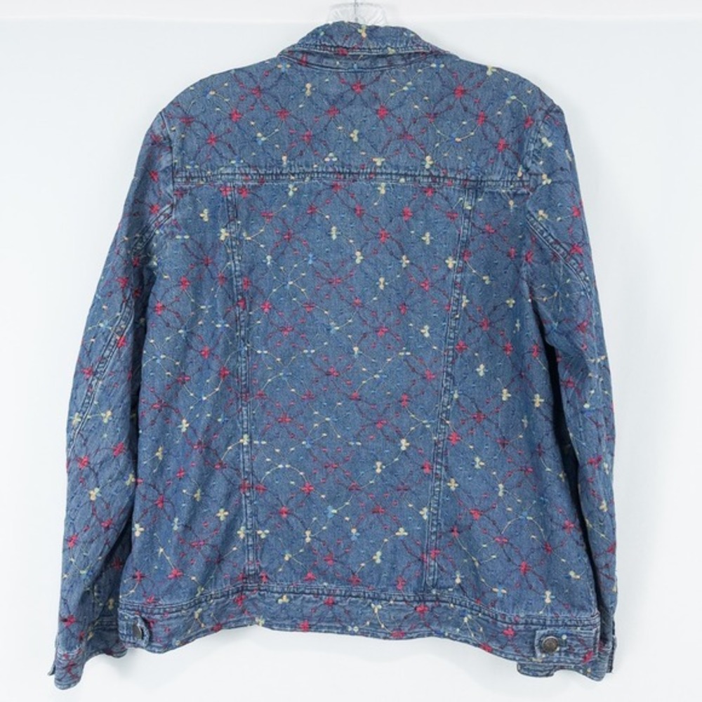 Vintage Embroidered Denim Light Shirt Jacket Colorful Dopamine Y2K Indie Large - Picture 2 of 16